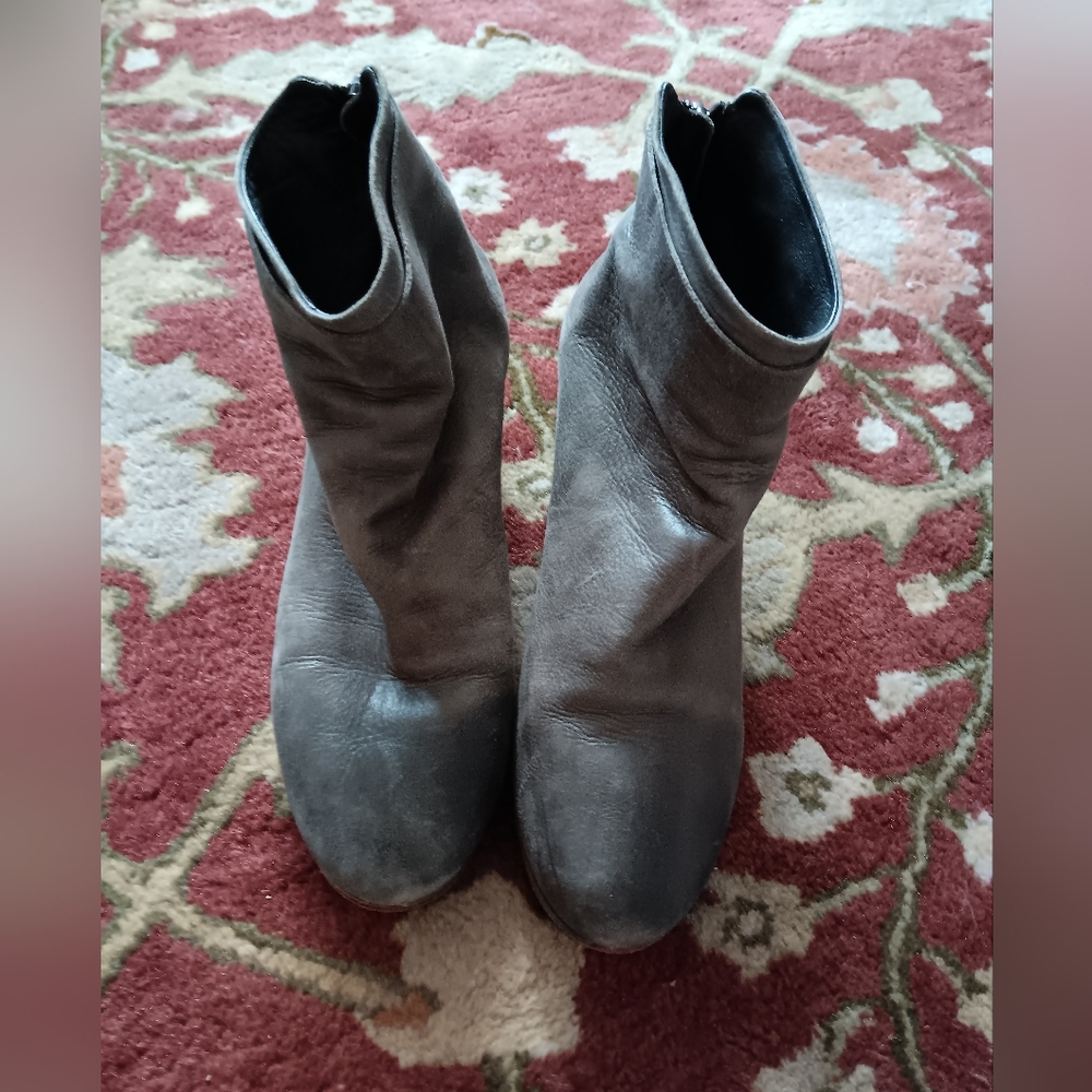 MARSELL Grey Leather Zip Ankle Boots 38.5